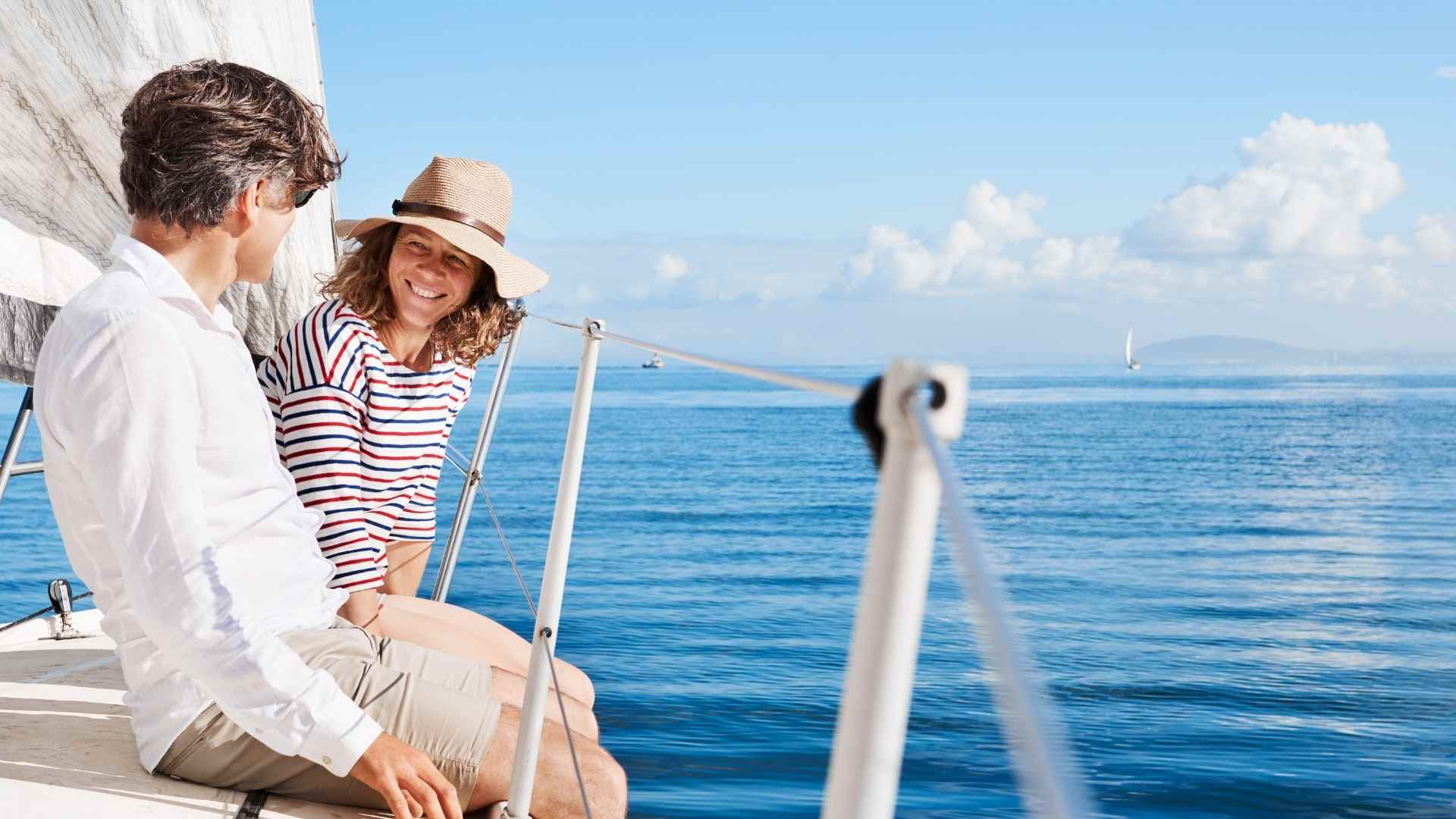 mature couple on boat