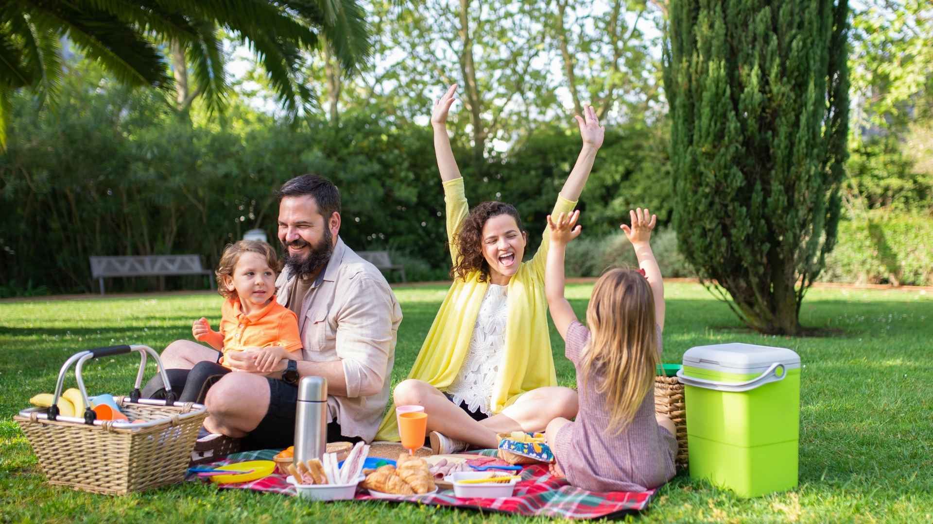 happy family having a picnic in the park